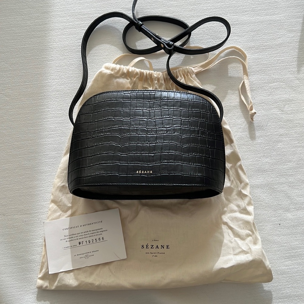 Sezane Victor Croco Bag with Leather Strap